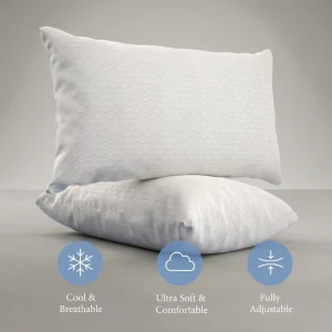 Queen Size Shredded Memory Foam Pillow Adjustable Loft Ergonomic Cooling Pillow Hypoallergenic Soft Bed Pillow