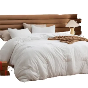 Queen Size White Eco friendly 100% Polyester Comforter Set All Seasons 3 Piece Modern Bedding GentleSoft Warm Filling 1