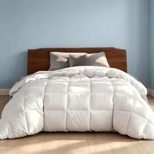 Queen Size White Goose Feather Fiber Comforter 100% Cotton Shell All Season Duvet Insert Luxury Hotel Style Comforter