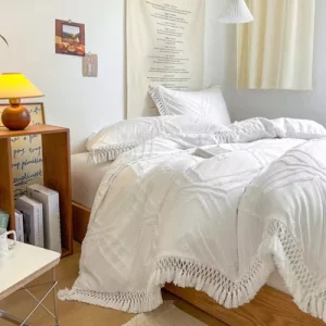 Queen Tufted Comforter Quilt Cover White Duvet Cover Tufted Bedding Sets