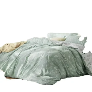 Queen Woven 100% Polyester Comforter Set Sage Green 3 Piece Modern Floral Reversible 300tc Thread Count Bedding 2 Pillow