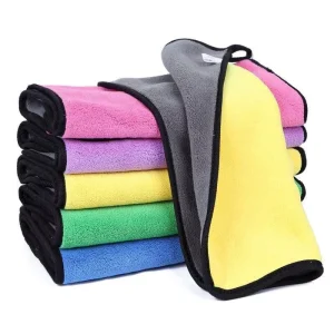 Quick Car Drying 12×16 Auto Microfiber Cleaning Cloth Car Wash Dry Towel Yellow Microfiber Car Coral Fleece Towel