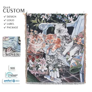 Quick Custom Design Woven Tapestry Blanket Four Seasons Portable Jacquard Blanket for Camping RV Travel Lifestyle