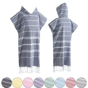 Quick Dry Antimicrobial Hypoallergenic Soft Eco Friendly Antistatic All Season Hooded Beach Robe 100% Cotton Turkish Towel