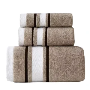 Quick-Dry Cotton Bath Sheets Towel Set, Wide Stripes, Highly Water Absorbent, Customized Color and Size, Family Hotel Gift