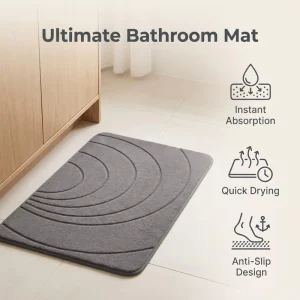 Quick Dry Diatomaceous Bath Mat with Highly Absorbent Surface for Bathroom Floors