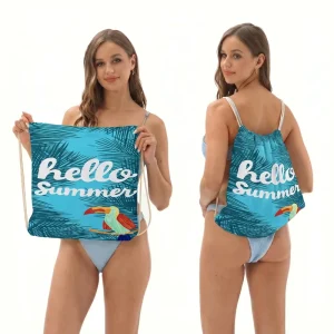 Quick Dry Durable Microfiber Luxury Modern Beach Towel Warp Knitted 100% Polyester Custom Print Sand Free 2 in 1 Backpack