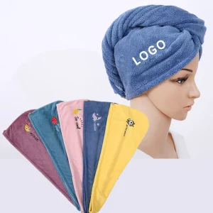 Quick Dry Eco Friendly Antimicrobial Hypoallergenic Large Twist Salon Turban Custom Logo Cotton Microfiber Hair Drying Towel