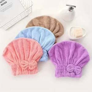 Quick Dry Hair Drying Towel with JacquardDesign Knitted Cap for Fast Home or HotelUse