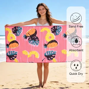 Quick Dry Microfiber Beach Towel Sand Free Lightweight Compact Beach Towel Custom Printed for Swimming & Beach Activities