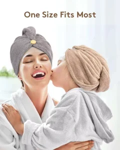 Quick Dry Microfiber Hair Towel Wrap Super Absorbent Hair Drying Turban Shower Cap Button Wet Hair Home Use Bath Spa Accessories