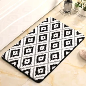 Quick Dry Multi Color Bathroom Rug Non Slip PVC Microfiber Bath Mat with Lozenge Effect Knitted Polyester Bedroom Carpet