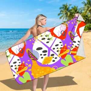 Quick Dry Recycled Beach Towels Reusable Sand Free Antimicrobial Eco Friendly Compressed Customizable Logo