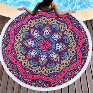 Quick Dry Sand Free Boho Beach Towel Hippie Gifts Bohemian Decor Mandala Tapestry Circle Beach Blanket with Tassels