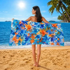 Quick Dry Sand Free Custom Lightweight Logo Design Sublimated Digital Printed Micro Fibre Beach Towel for Pool Surfing