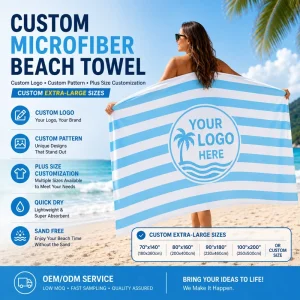 Quick Dry Sand Free Women’s Striped Beach Towel High Quality Microfiber Beach Towel for Size Custom