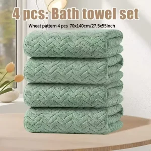 Quick Dry Warp knitted Edging Coral Fleece Wheat Ear Trim 70×140 cm Bath and Beach Towel