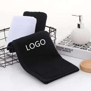 Quick Drying Barber Shop Hair Towel Custom Cotton Black Beauty Nail Salon Towels