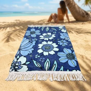 Quick-Drying Cotton Soft Round Beach Towel with Animal Print Custom Design Tropical Style Factory Direct Sale