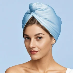Quick Drying Silk Turban Microfiber Hair Towel Silk Double Layer Thickened Water Absorption Satin Turban Hair Wrap Towel