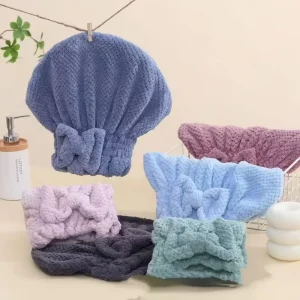 Quick dry Microfiber Cap shaped Hair Towel with Cut Pile Technology for Ladies Effective Hair Care Home Use