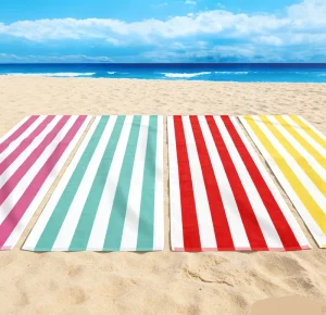 Quick-drying Personalized Beach Towel Customized Striped Pattern Ultra-fine Fiber or Premium Blend