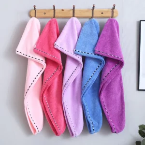 Quickly Dry Convenient Hair Care Microfiber Pearl Coral Fleece Striped Embroidery Hair Drying Turban Towel