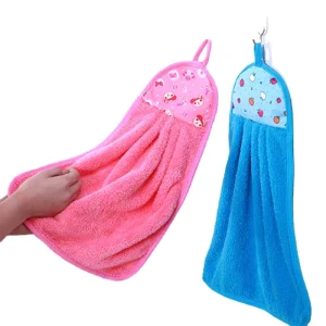Quickly dry Kitchen Shower Room Microfiber Coral Fleece Hanging Hand Towel