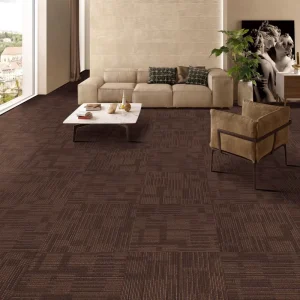 Quiet Luxury PP Carpet Tile Bitumen Backing Non Slip Geometric Shadow Block Design for Beauty Salons Retail Boutique and Office