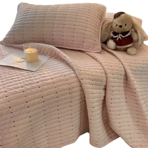 Quilt Winter Warm Fleece Fabric Bedding Set Lightweight Bluish Grey Bedspreads Quilts 3 Piece Coverlet with 2 Pillow Shames
