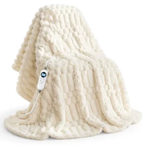 Quilted 50×60 Flannel Heated Blanket 110V12 Heat Setting Auto off Machine Washable for Home ETL FCC