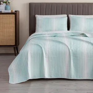 Quilted Comfortable Bedding Set High Quality Striped Soft Bed Spread Modern King 3pcs Polyester Bed Cover Set for Home