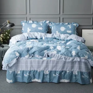 Quilted Design Exquisite Printed Fabric Zipper Fitted Custom Size Color Winter Luxury 100% Cotton Bed Skirt