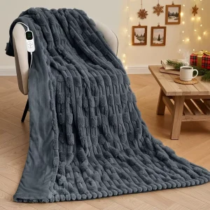 Quilted Electric Blanket Throw with 10 Heating Levels Washable Heated Electric Blanket Throw Heater Blankets