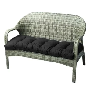 Quilted Patio Bench Lounger Long Seating Pillow With Attached Ties Garden Furniture Black Outdoor Sofa Cushion