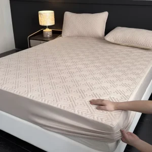 Quilted Waterproof Fitted Sheet, Breathable Mattress Protector with Deep Pocket Anti-Slip, for Home Hotel