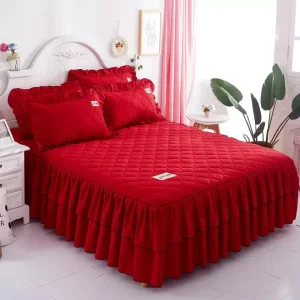 Quilting Bedding Pleated Bed Skirt Luxury Cotton 2 Pillow Case Super Soft Bedding Set Bed Cover Bed Skirt Sheet Set
