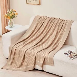 RASCHEL Blanket for Comfortable Warm Geometry Jacquard Room Temperature Regulation