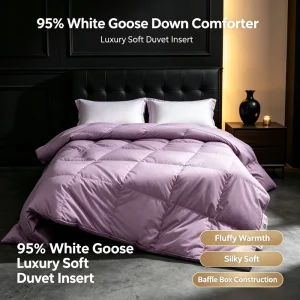 RDS Certified Premium White Goose Down Comforter Luxury Hotel Collection Baffle Box Warm Duvet High density Silent Shell