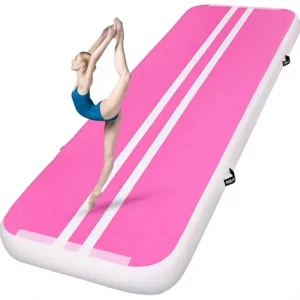 ROMELANDS Air Gymnastics Track Tumbling Mat 10mm Thick 10/13/16 Ft Inflatable Waterproof Gym Training Home Use Pump (BERRYPINK)