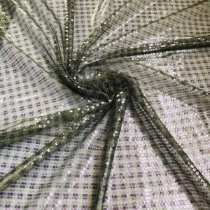 RTS 100%Polyester Allover Transparent Sequin Printed Mesh Fabric for Dress