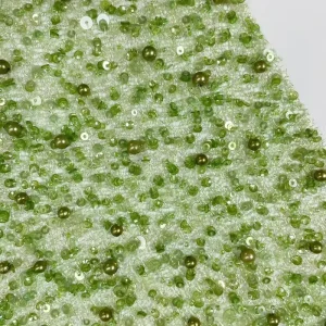 RTS Green Color Beads Mesh Embroidered Sequin Fabric