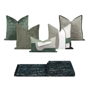 RUIYI Green Square Pillow Case Pastoral Geometric and Portrait Pattern Memory Feature for Sofa Chair Bed Cushion Cover
