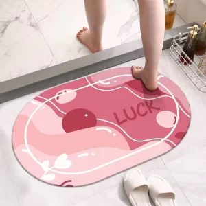 RUNLONG Hot Selling Machine Made Polyester Absorbent Non Slip Oval Rubber Backed Modern Design Solid Color Bath Shower Mat Quick