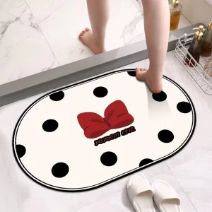 RUNLONG Oval Polyester Bath Mat Rubber Backing Super Absorbent Non Slip Quick Drying Classic Household Kitchen Mats