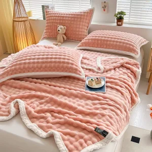 Rabbit Fleece Bed Blanket Leisure Four Seasons Sofa Cover Blanket Double Sided Fleece Flannel Blanket Cross Border Direct Supply