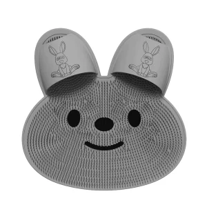 Rabbit Shaped Shower Mats with Non Slip Suction Cups Foot Scrubber Bath Mat for Exfoliating & Massage