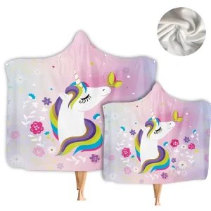 Rainbow and Unicorn Novelty Printed Microfiber Children and Adult High Quality Beach Towel Hood Blanket Poncho