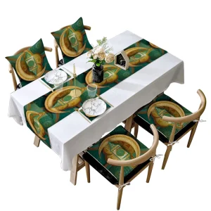 Ramadan Eid Decorative Pillow Case and Table Runner Set Polyester Linen Peach Skin Cloth Woven Techniques