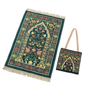 Ramadan Islamic Foldable Travel Portable Pocket Prayer Mat Prayer Rug Padded With Small Bag